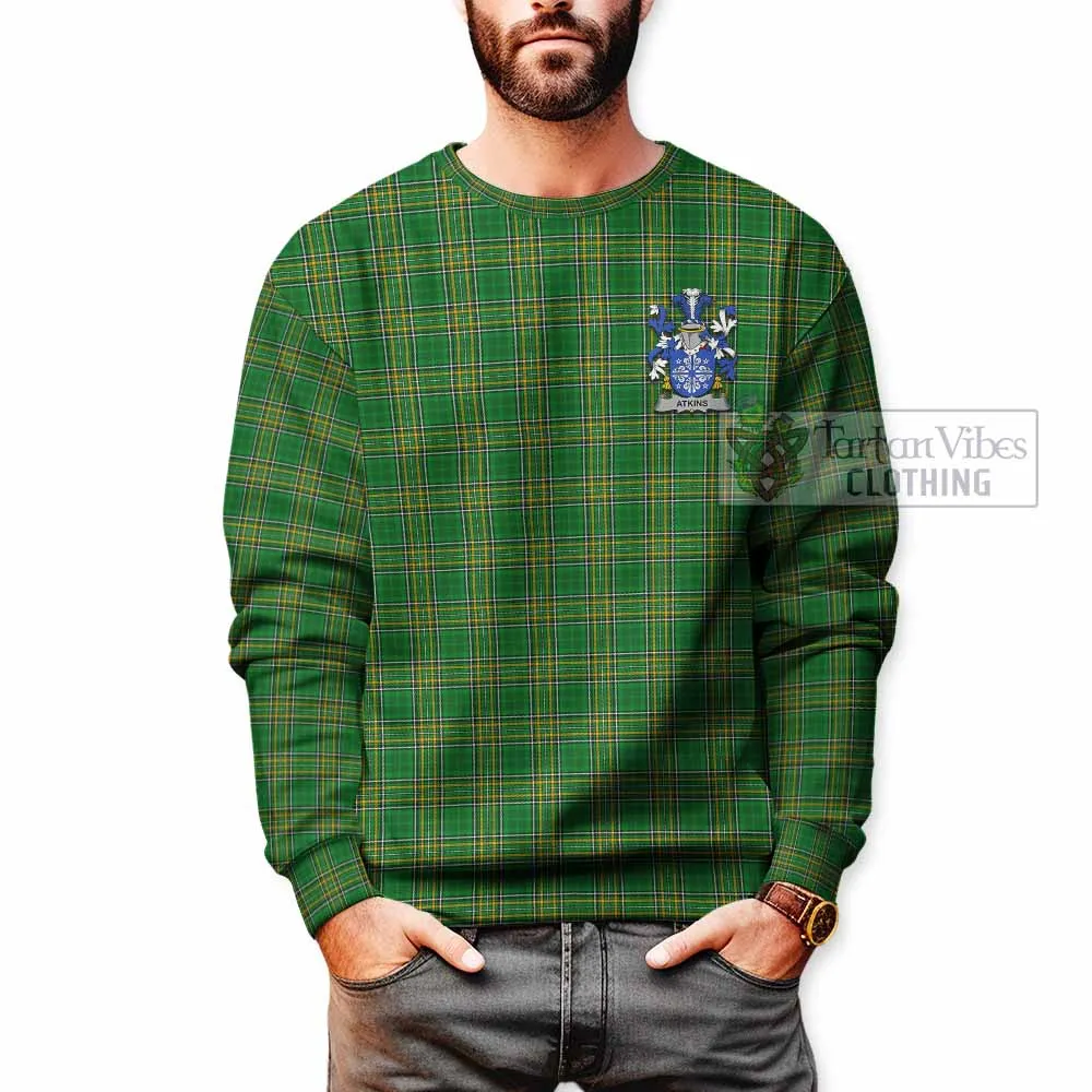 Atkins Irish Clan Tartan Sweatshirt with Coat of Arms