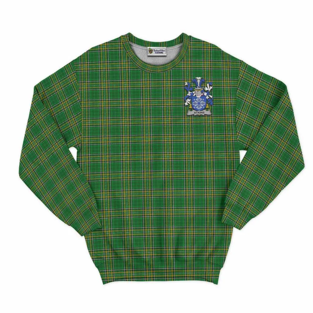 Atkins Irish Clan Tartan Sweatshirt with Coat of Arms