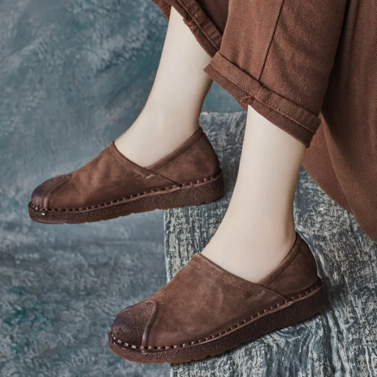 Babakud Women Retro Cozy Handmade Leather Flats