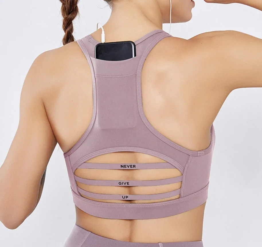 Back pocket sports bra