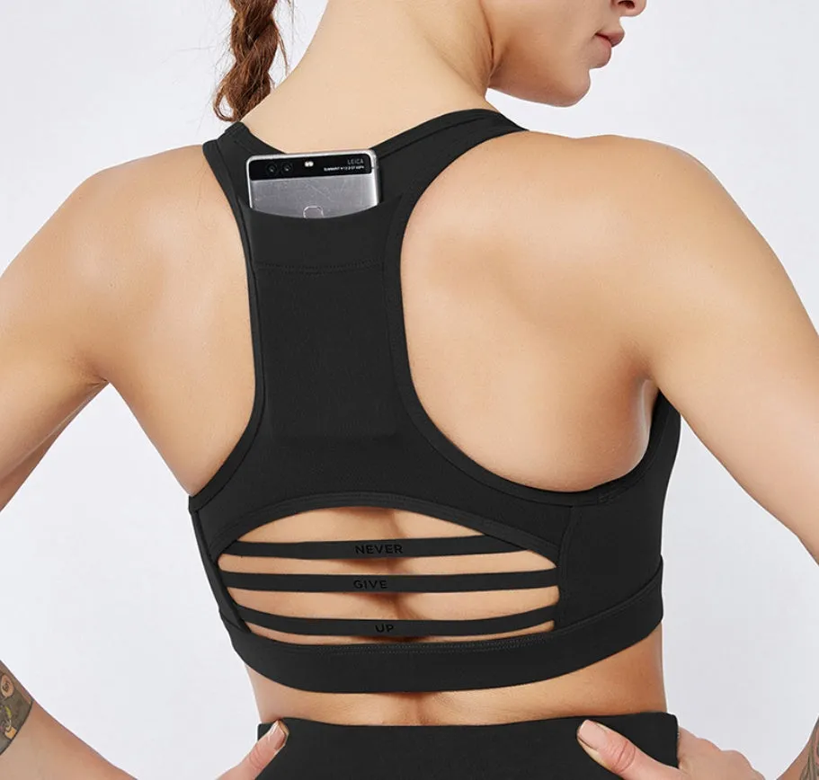 Back pocket sports bra