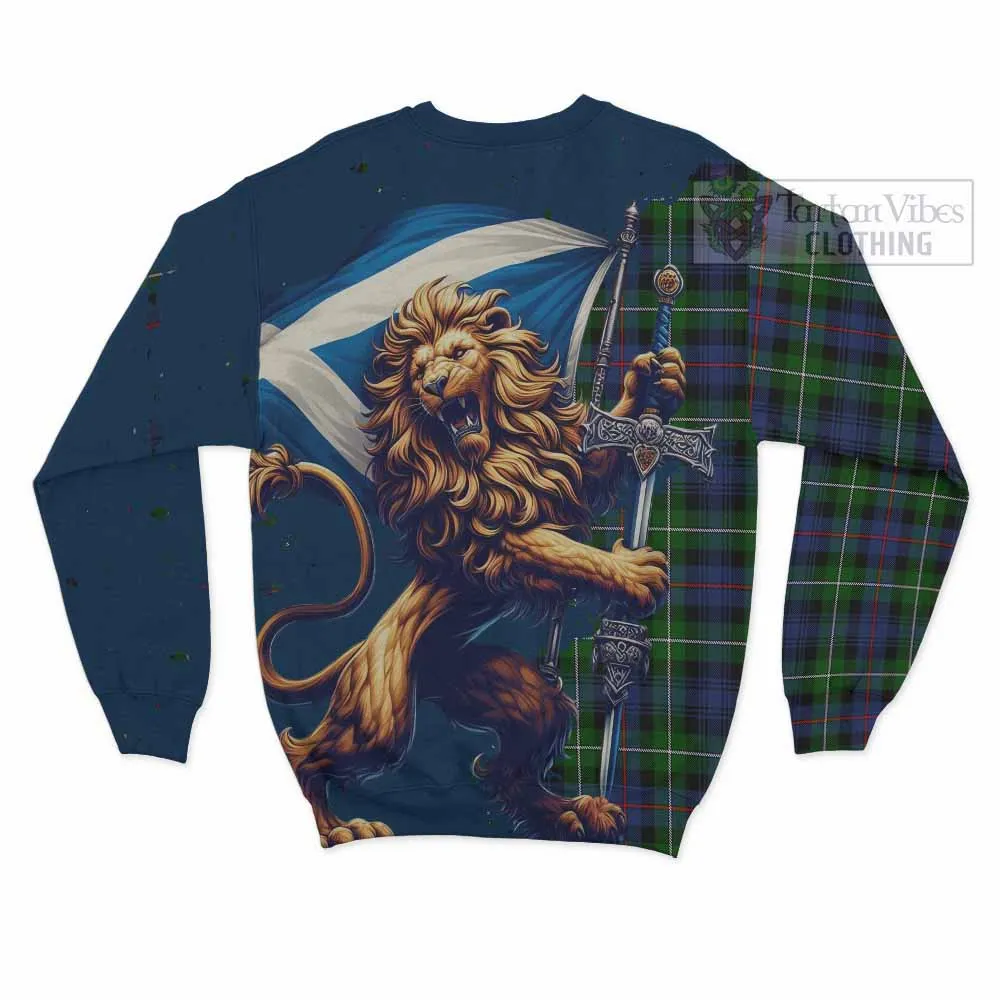 Baillie (Bailey) Tartan Family Crest Sweatshirt with Scottish Majestic Lion