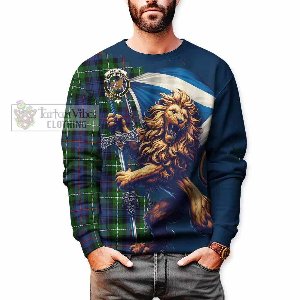 Baillie (Bailey) Tartan Family Crest Sweatshirt with Scottish Majestic Lion