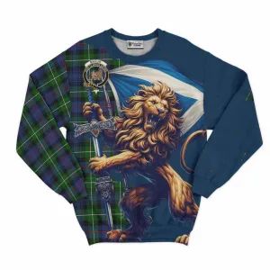 Baillie (Bailey) Tartan Family Crest Sweatshirt with Scottish Majestic Lion