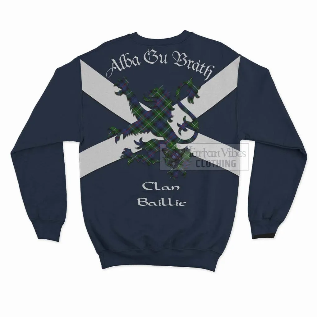 Baillie (Bailey) Tartan Lion Rampant Sweatshirt  Proudly Display Your Heritage with Alba Gu Brath and Clan Name