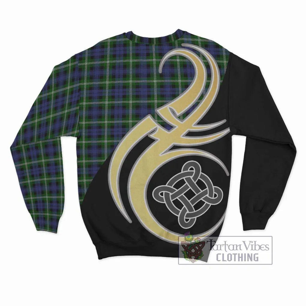 Baillie of Polkemmet Tartan Sweatshirt with Family Crest and Celtic Symbol Style