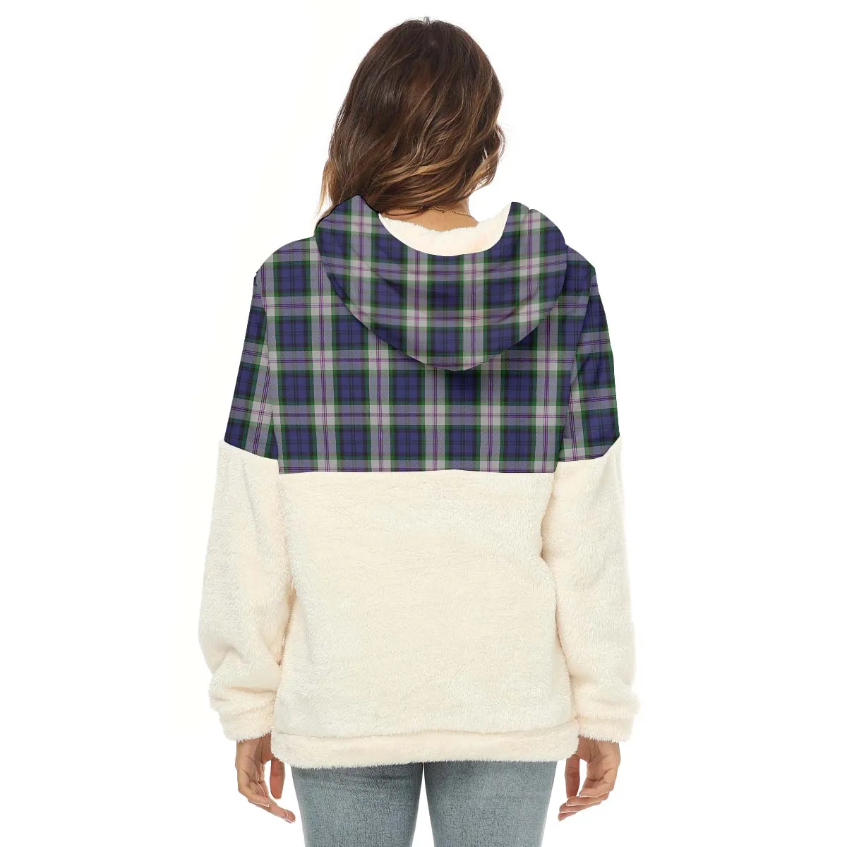 Baird Dress Tartan Women's Borg Fleece Hoodie With Half Zip