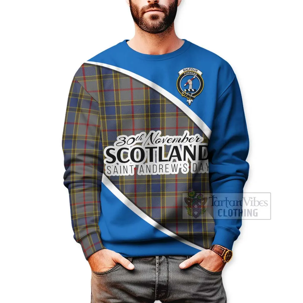 Balfour Family Crest Tartan Sweatshirt Celebrate Saint Andrew's Day in Style