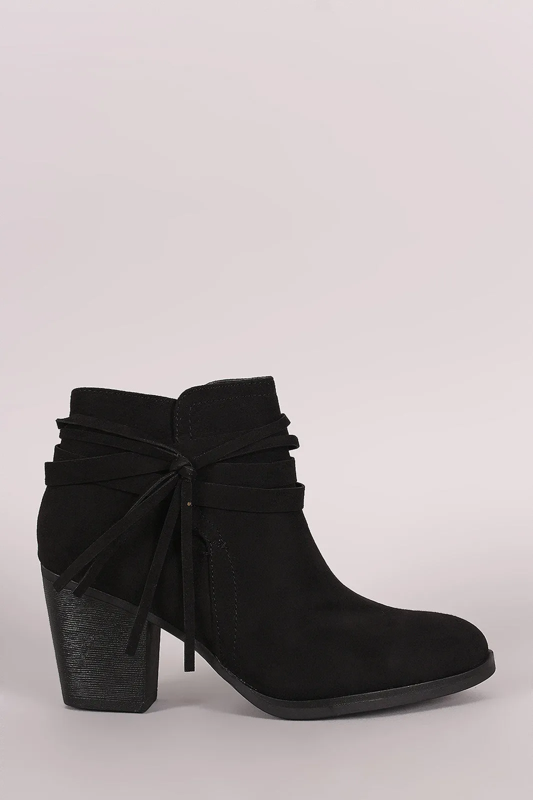 Bamboo Suede Tassel Chunky Heeled Western Booties