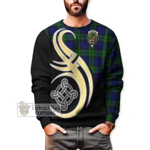 Bannatyne Tartan Sweatshirt with Family Crest and Celtic Symbol Style