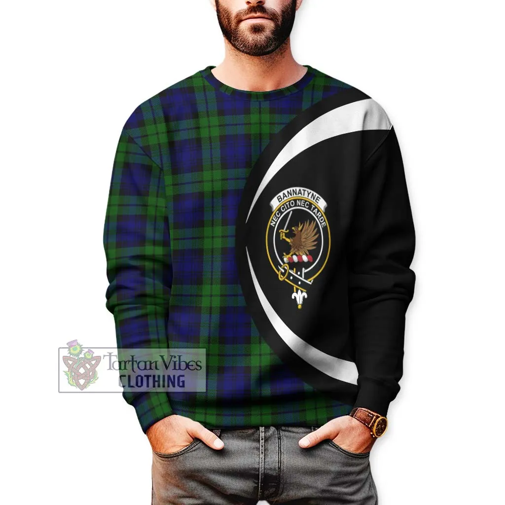 Bannatyne Tartan Sweatshirt with Family Crest Circle Style