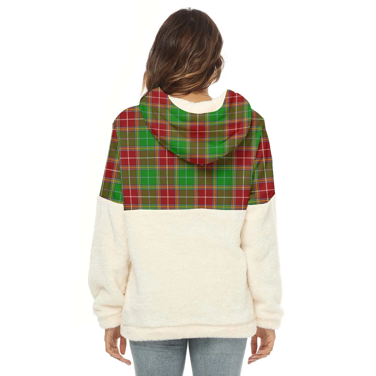 Baxter Modern Tartan Women's Borg Fleece Hoodie With Half Zip