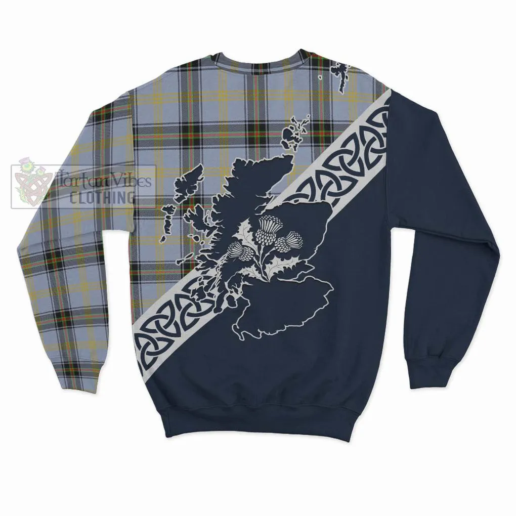 Bell Tartan Sweatshirt Featuring Thistle and Scotland Map