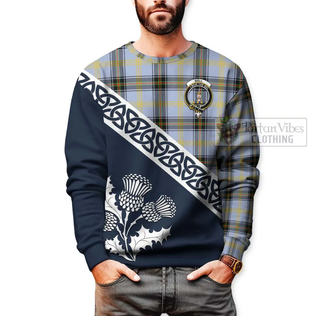 Bell Tartan Sweatshirt Featuring Thistle and Scotland Map