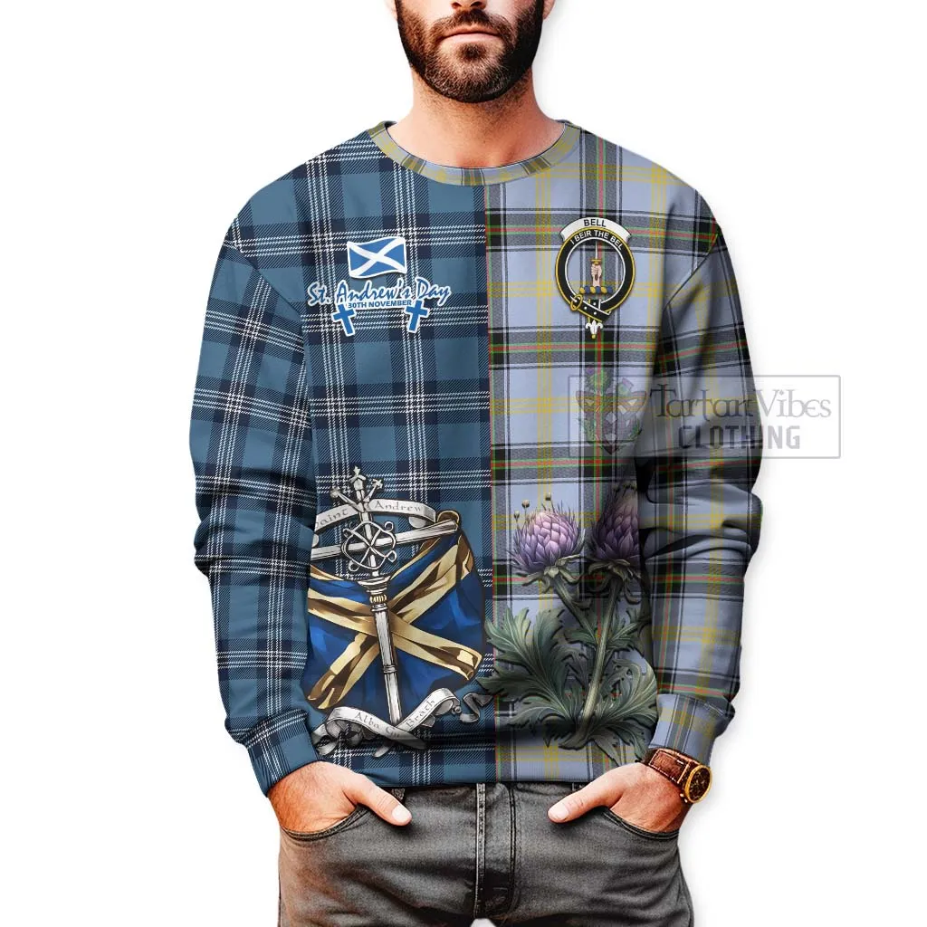 Bell Tartan Sweatshirt Happy St. Andrew's Day Half Tartan Style