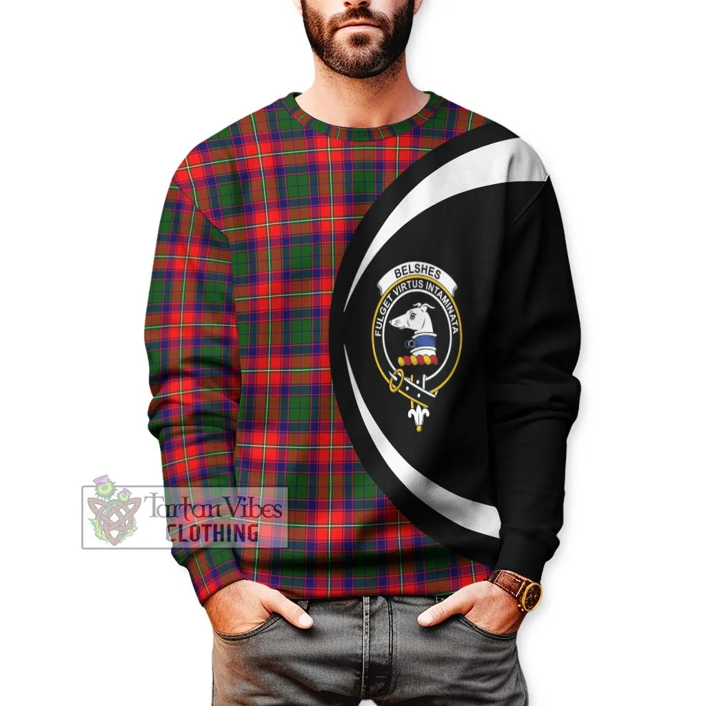 Belshes Tartan Sweatshirt with Family Crest Circle Style