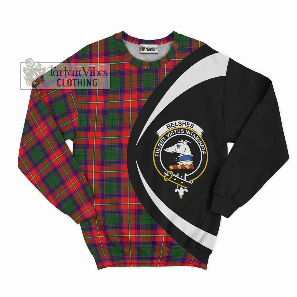 Belshes Tartan Sweatshirt with Family Crest Circle Style