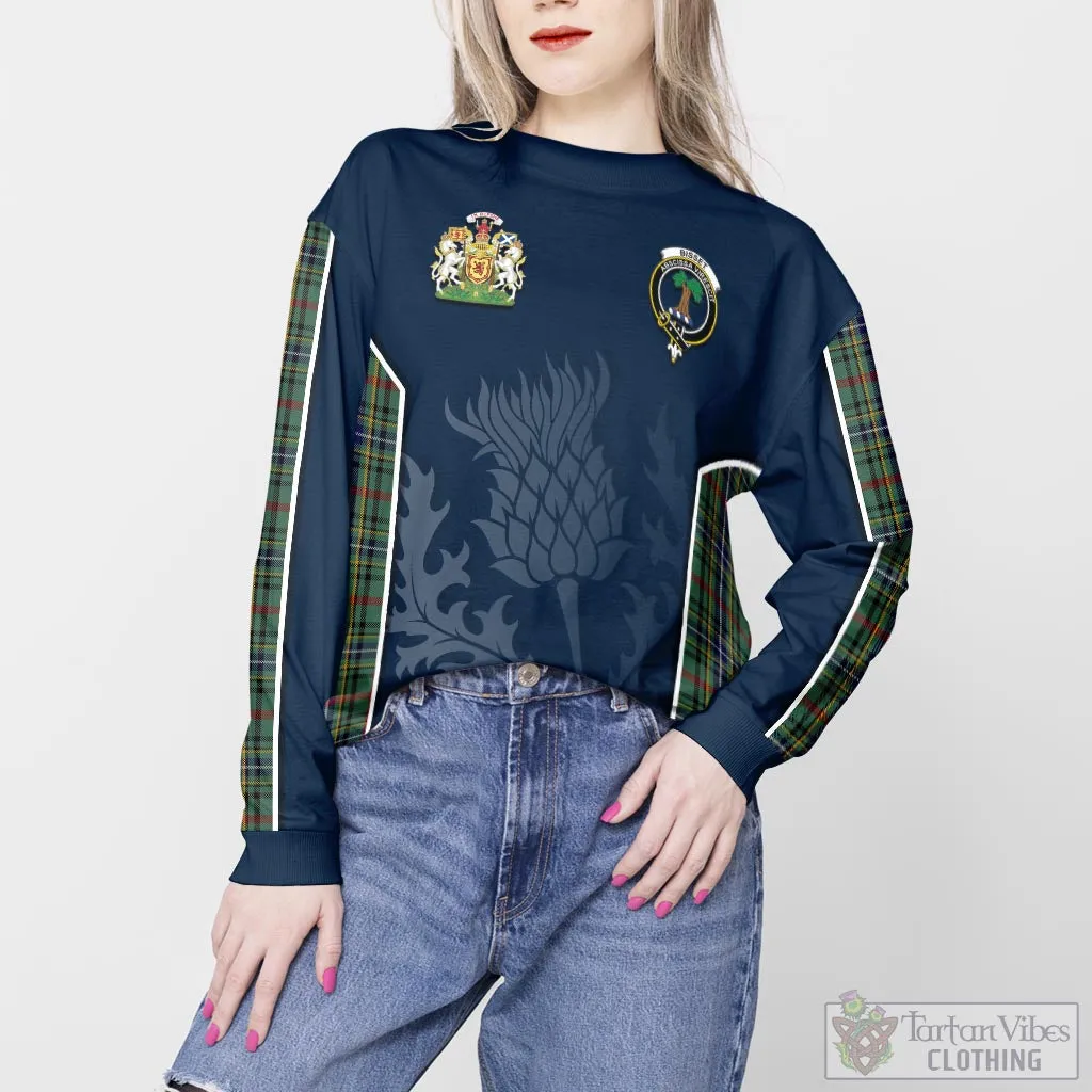 Bisset Tartan Sweatshirt with Family Crest and Scottish Thistle Vibes Sport Style