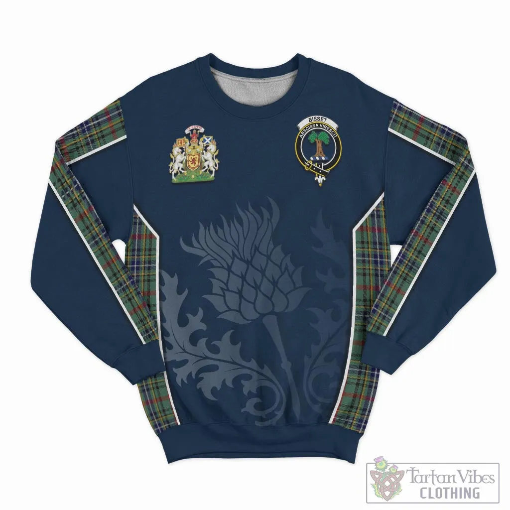 Bisset Tartan Sweatshirt with Family Crest and Scottish Thistle Vibes Sport Style