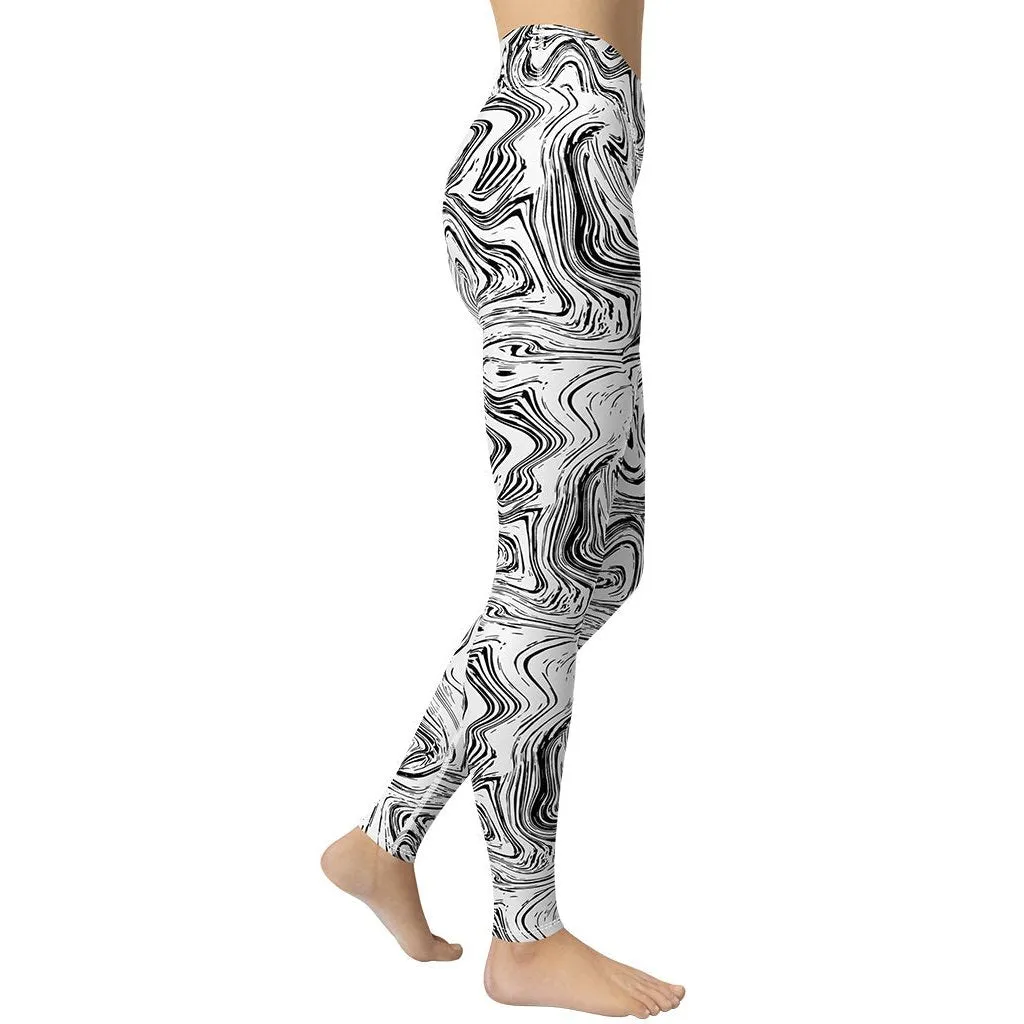 Black & White Marble Yoga Leggings