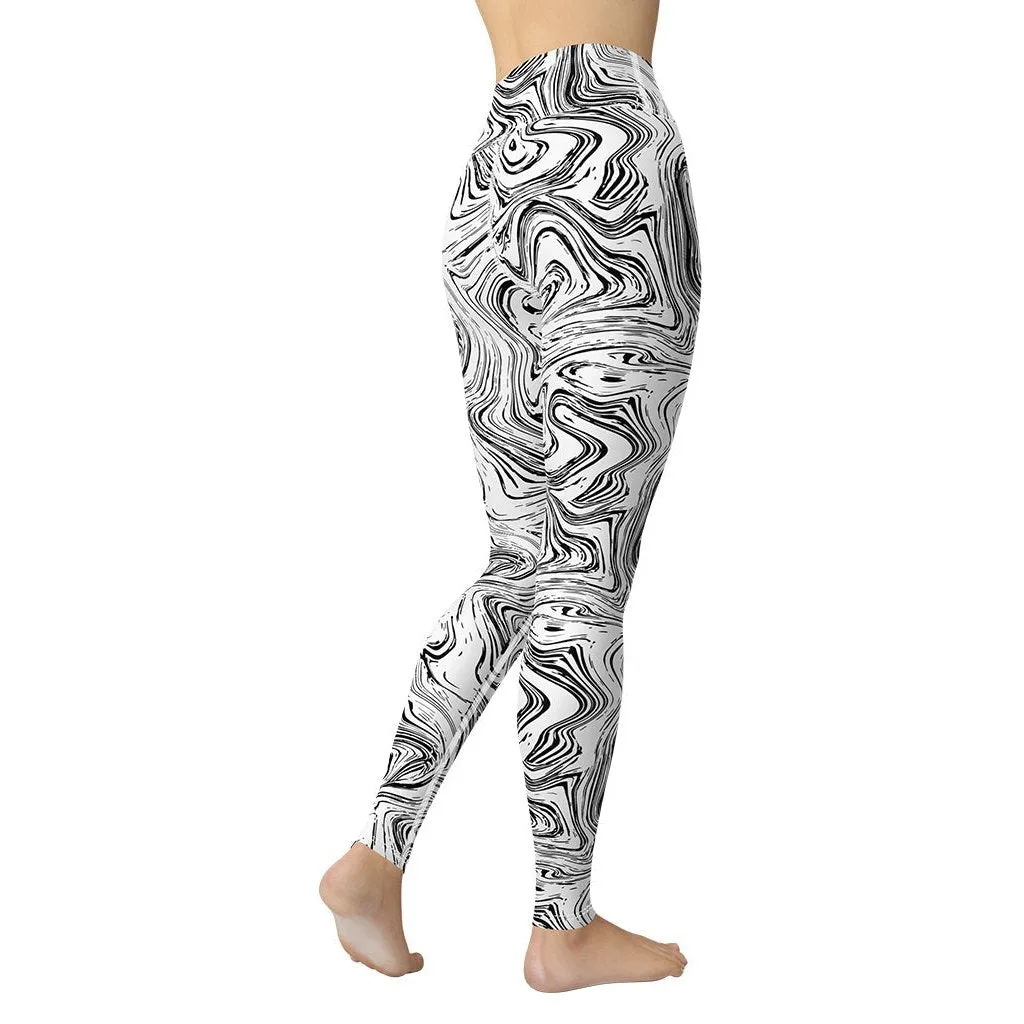 Black & White Marble Yoga Leggings