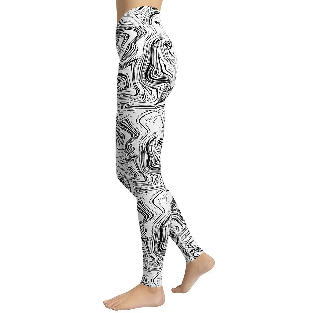 Black & White Marble Yoga Leggings