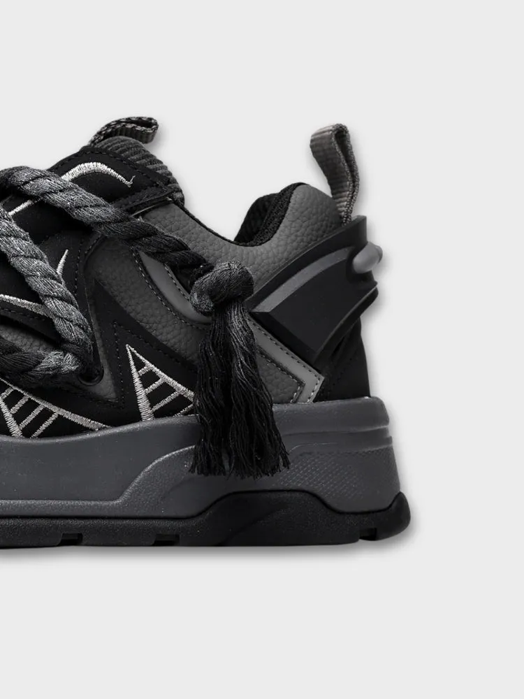 Black Wroped Laced Sneakers