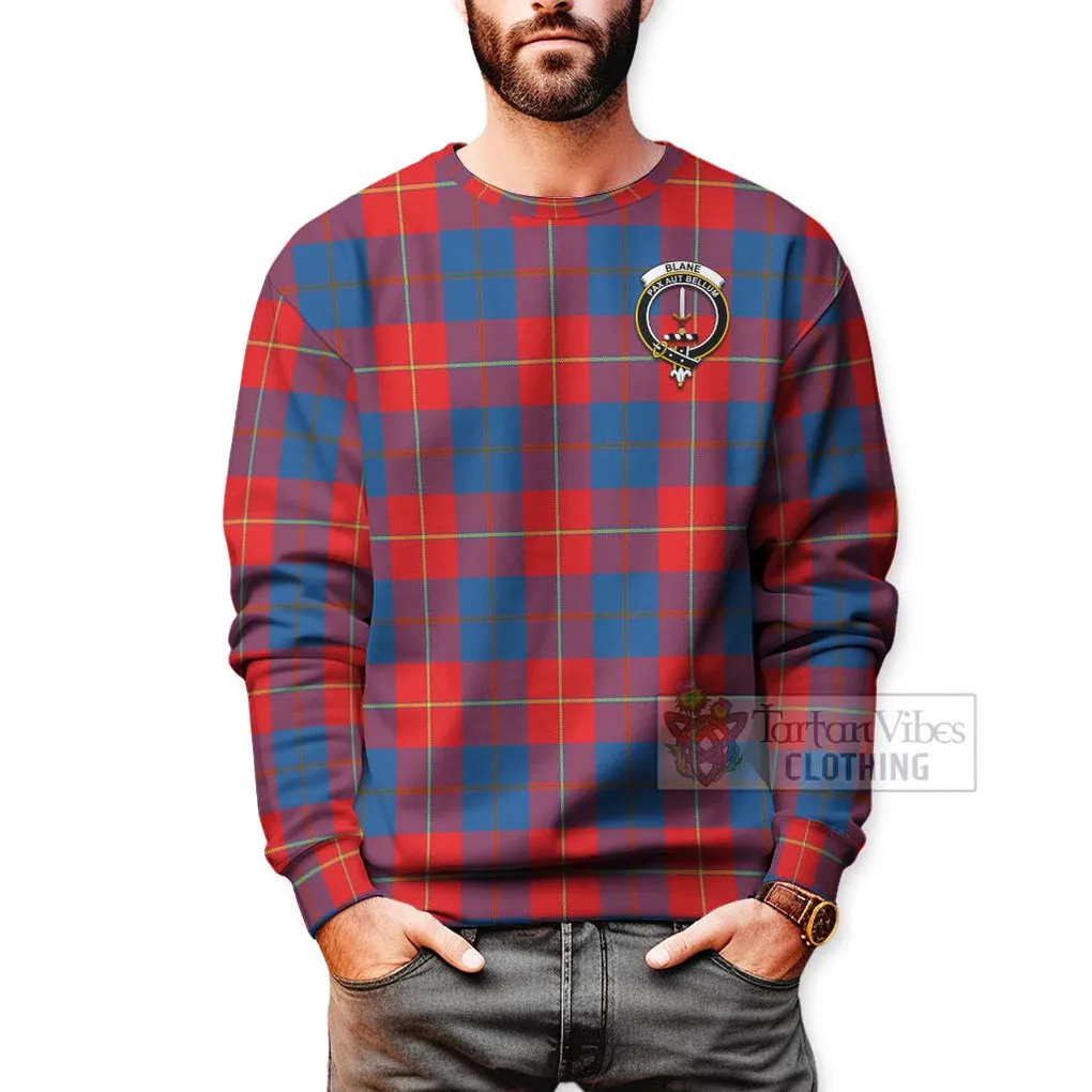 Blane Tartan Sweatshirt with Family Crest Celtic Skull Style