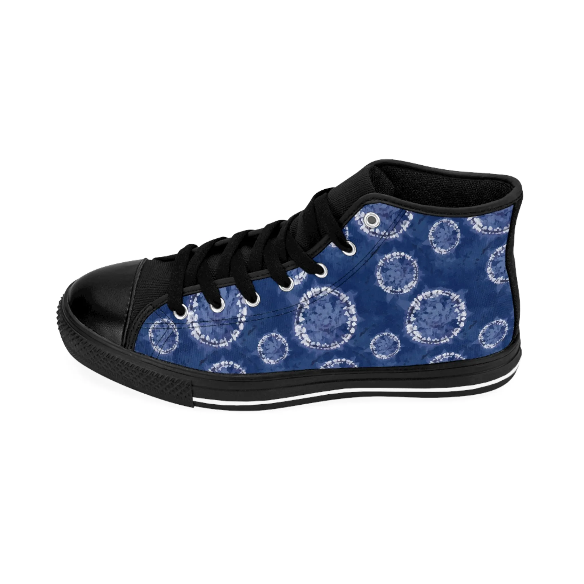 Blue Kimono Pattern Women's Classic Sneakers