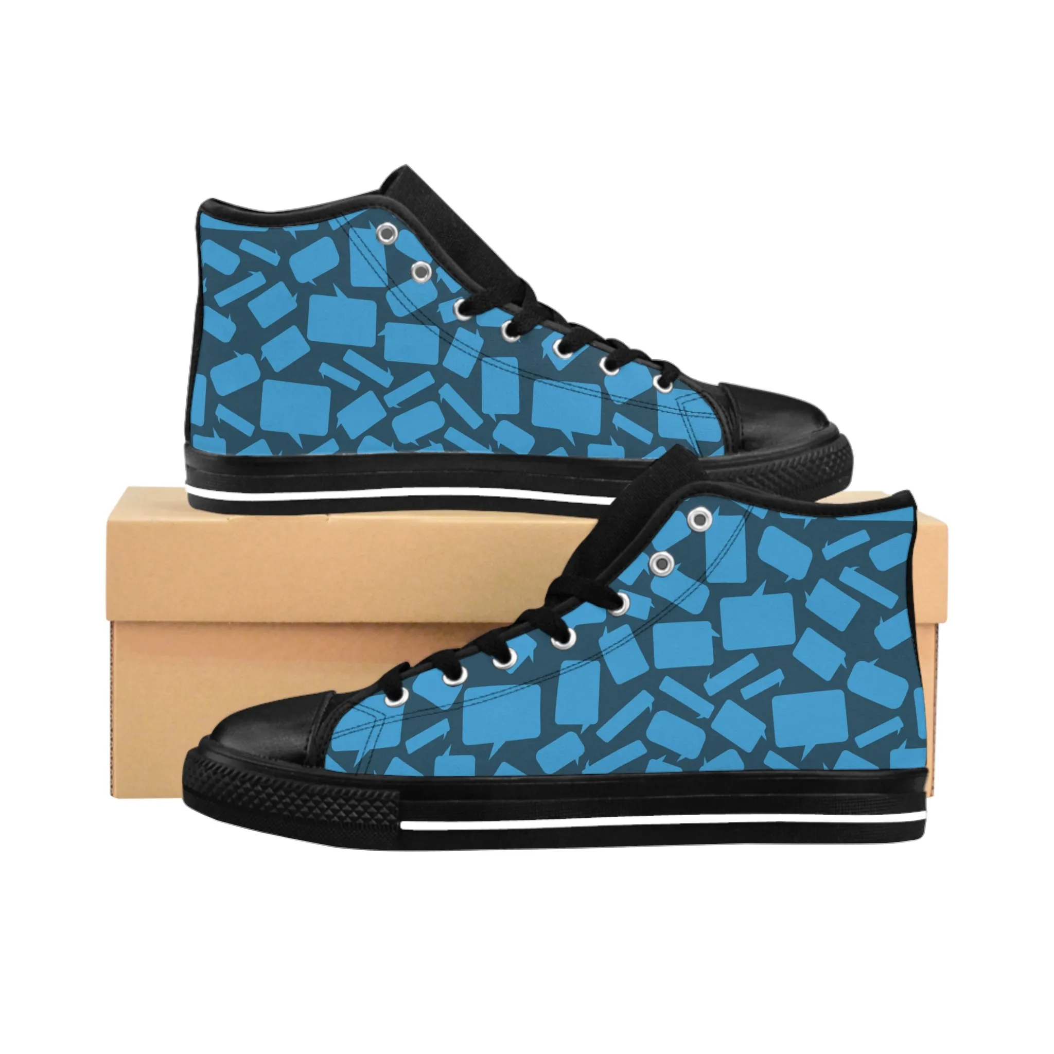 Blue Speech Bubbles Women's Classic Sneakers