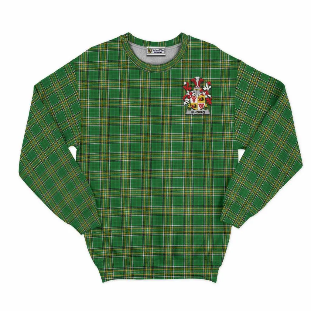 Blunden Irish Clan Tartan Sweatshirt with Coat of Arms