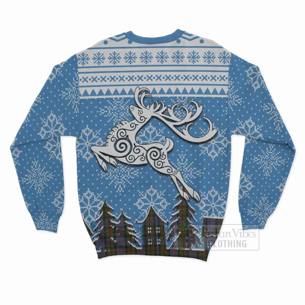 Bowie Clan Christmas Sweatshirt Celtic Reindeer Style