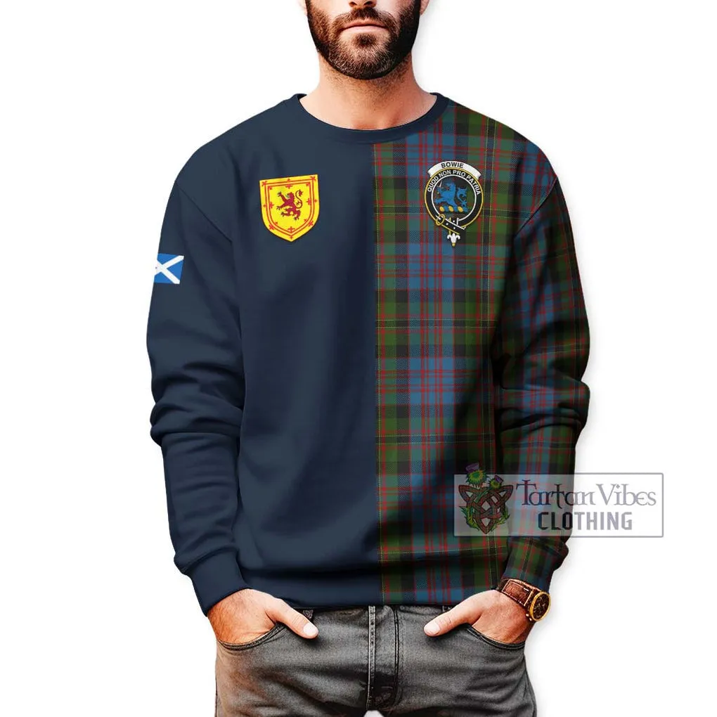 Bowie Tartan Sweatshirt Alba with Scottish Lion Royal Arm Half Style