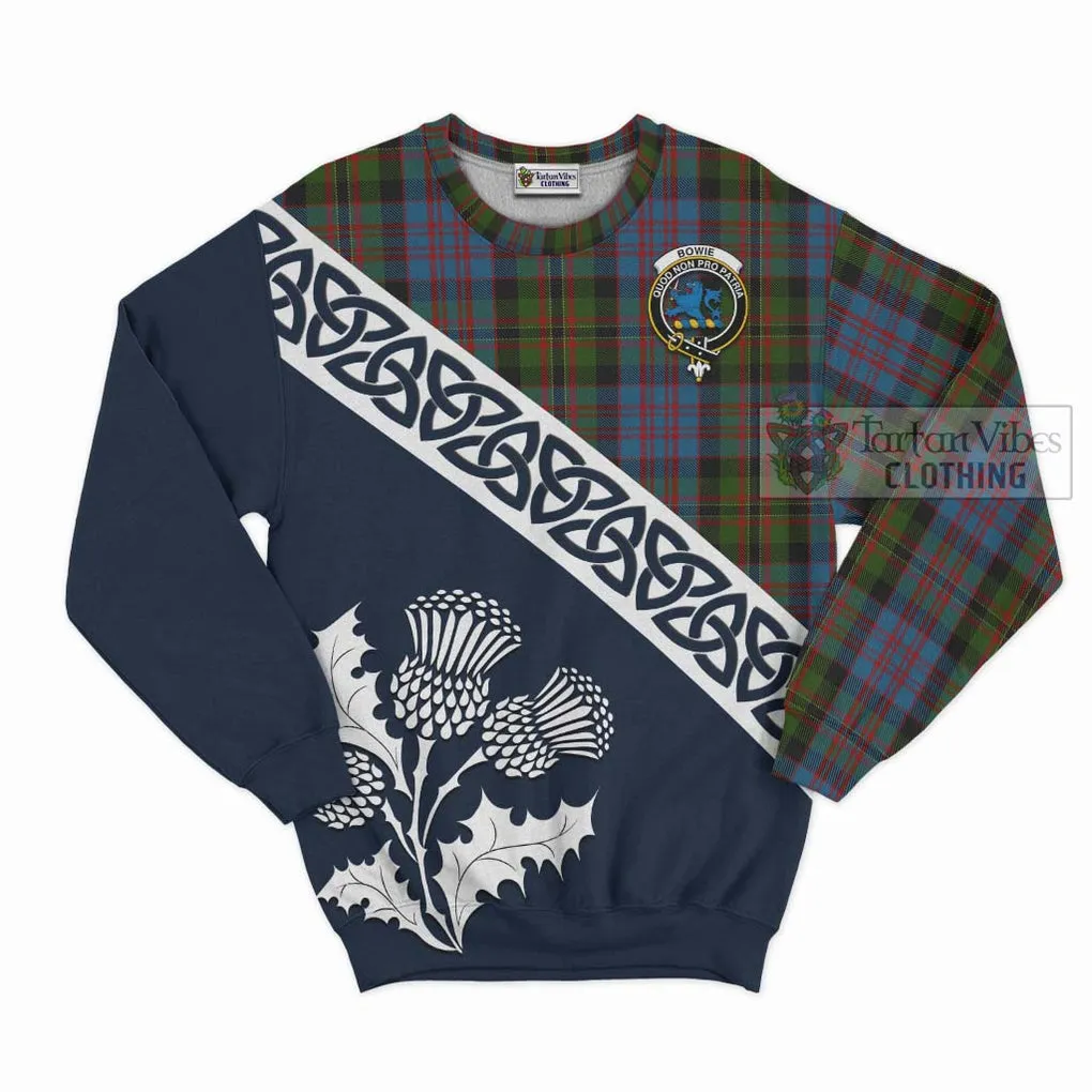 Bowie Tartan Sweatshirt Featuring Thistle and Scotland Map