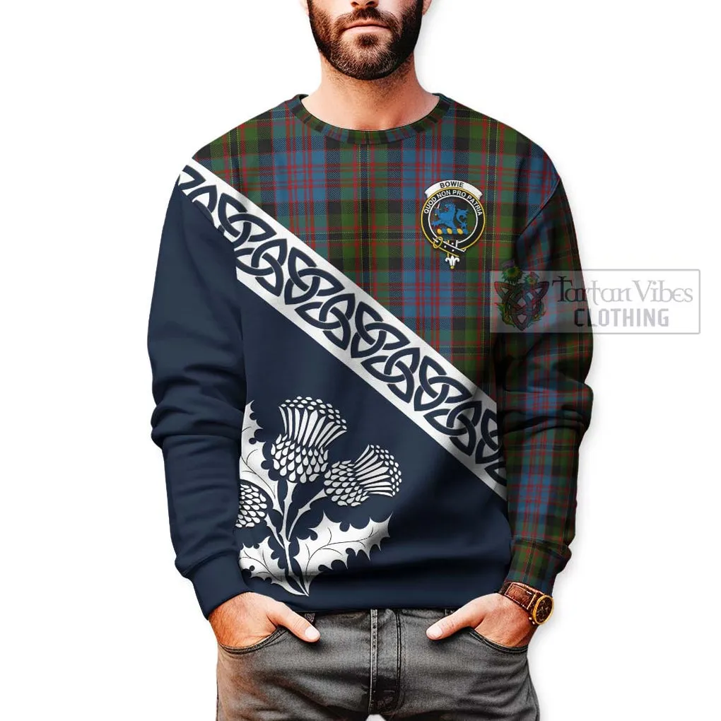 Bowie Tartan Sweatshirt Featuring Thistle and Scotland Map