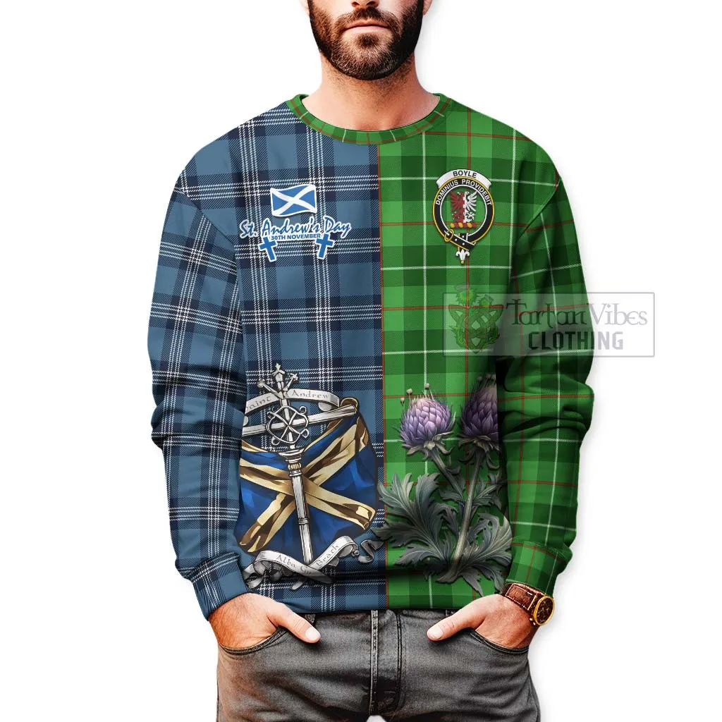 Boyle Tartan Sweatshirt Happy St. Andrew's Day Half Tartan Style