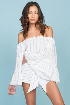 Brisk Bell Sleeve Romper White