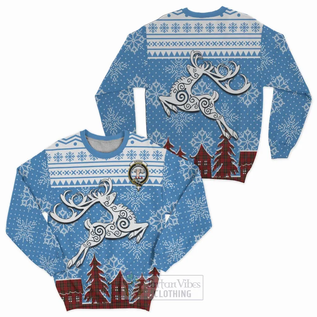 Brodie Clan Christmas Sweatshirt Celtic Reindeer Style