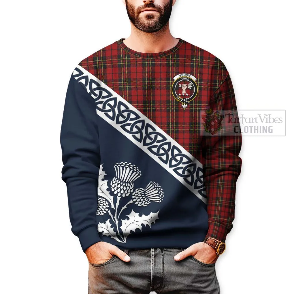 Brodie Tartan Sweatshirt Featuring Thistle and Scotland Map