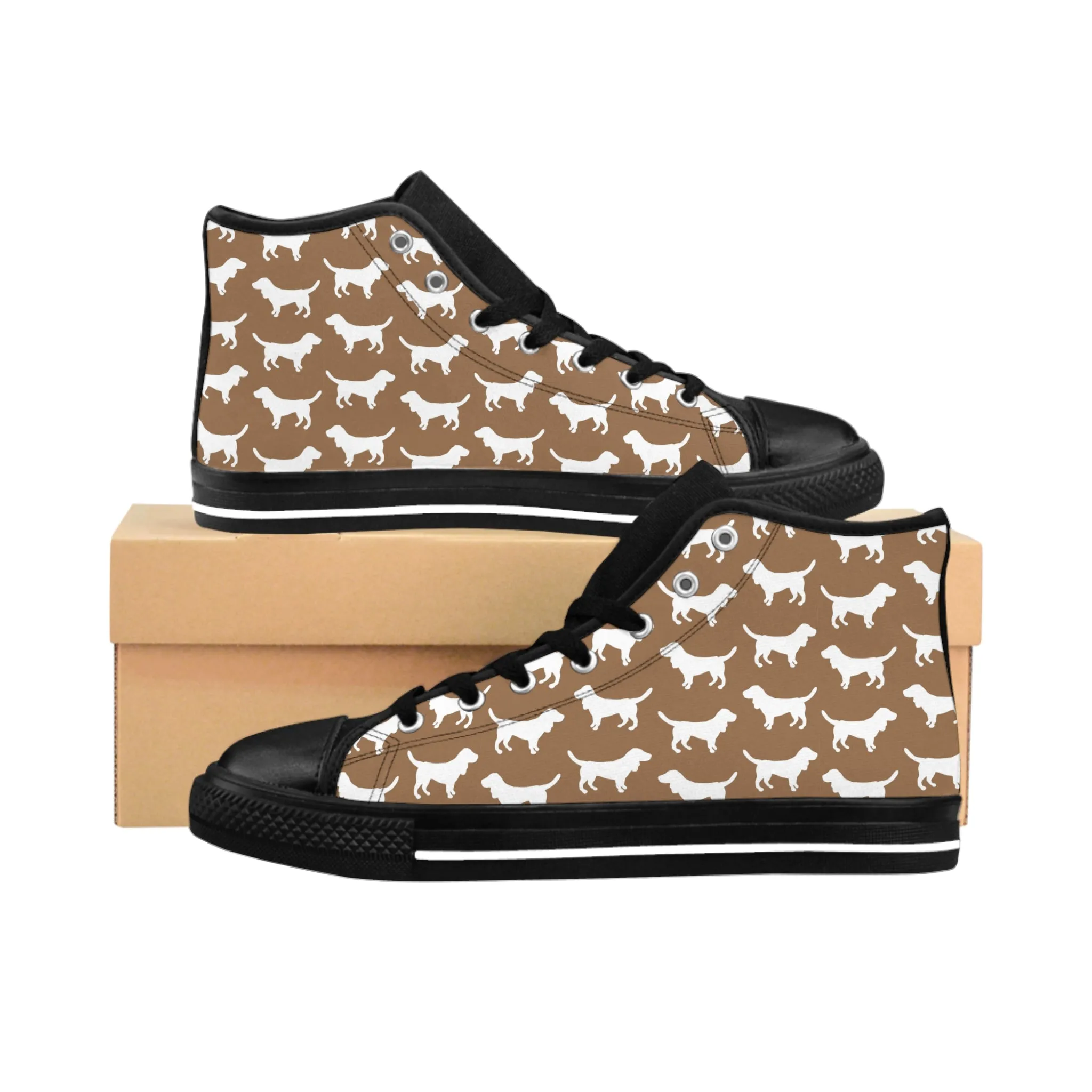 Brown Basset Hound Women's Classic Sneakers