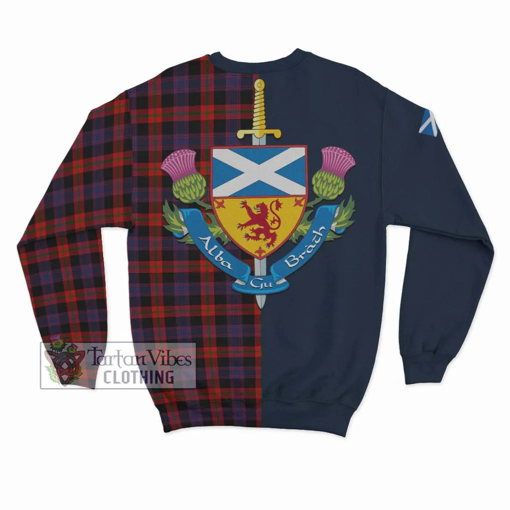 Brown (Broun) Tartan Sweatshirt Alba with Scottish Lion Royal Arm Half Style