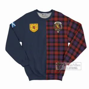 Brown (Broun) Tartan Sweatshirt Alba with Scottish Lion Royal Arm Half Style