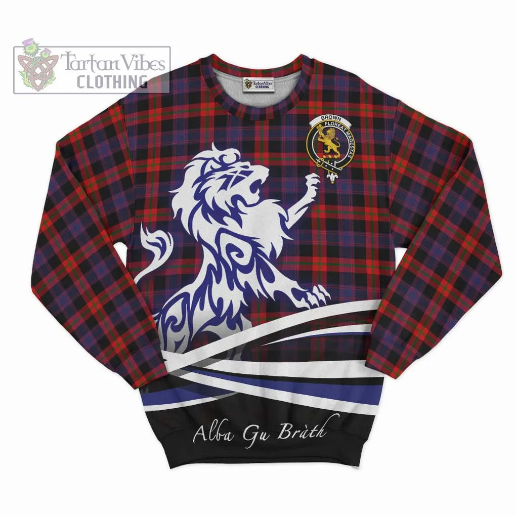 Brown (Broun) Tartan Sweatshirt with Alba Gu Brath Regal Lion Emblem