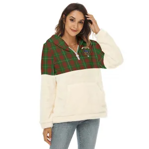 Bruce Hunting Tartan Women's Borg Fleece Hoodie With Half Zip with Family Crest