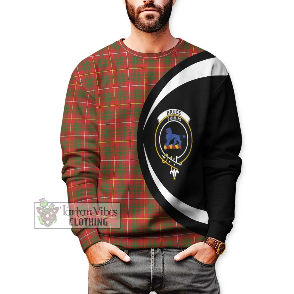 Bruce Modern Tartan Sweatshirt with Family Crest Circle Style