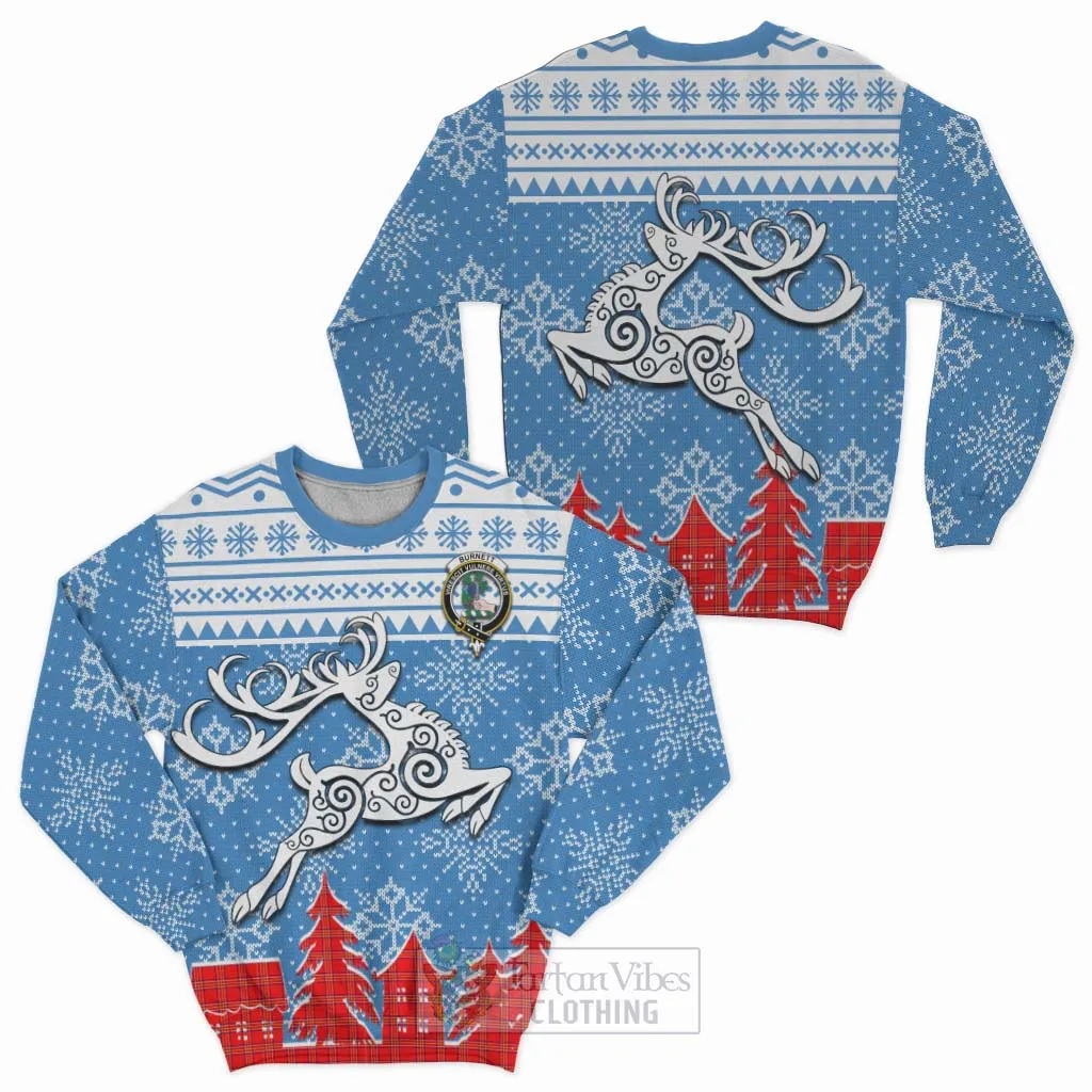 Burnett Clan Christmas Sweatshirt Celtic Reindeer Style