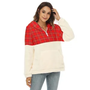 Burnett Modern Tartan Women's Borg Fleece Hoodie With Half Zip