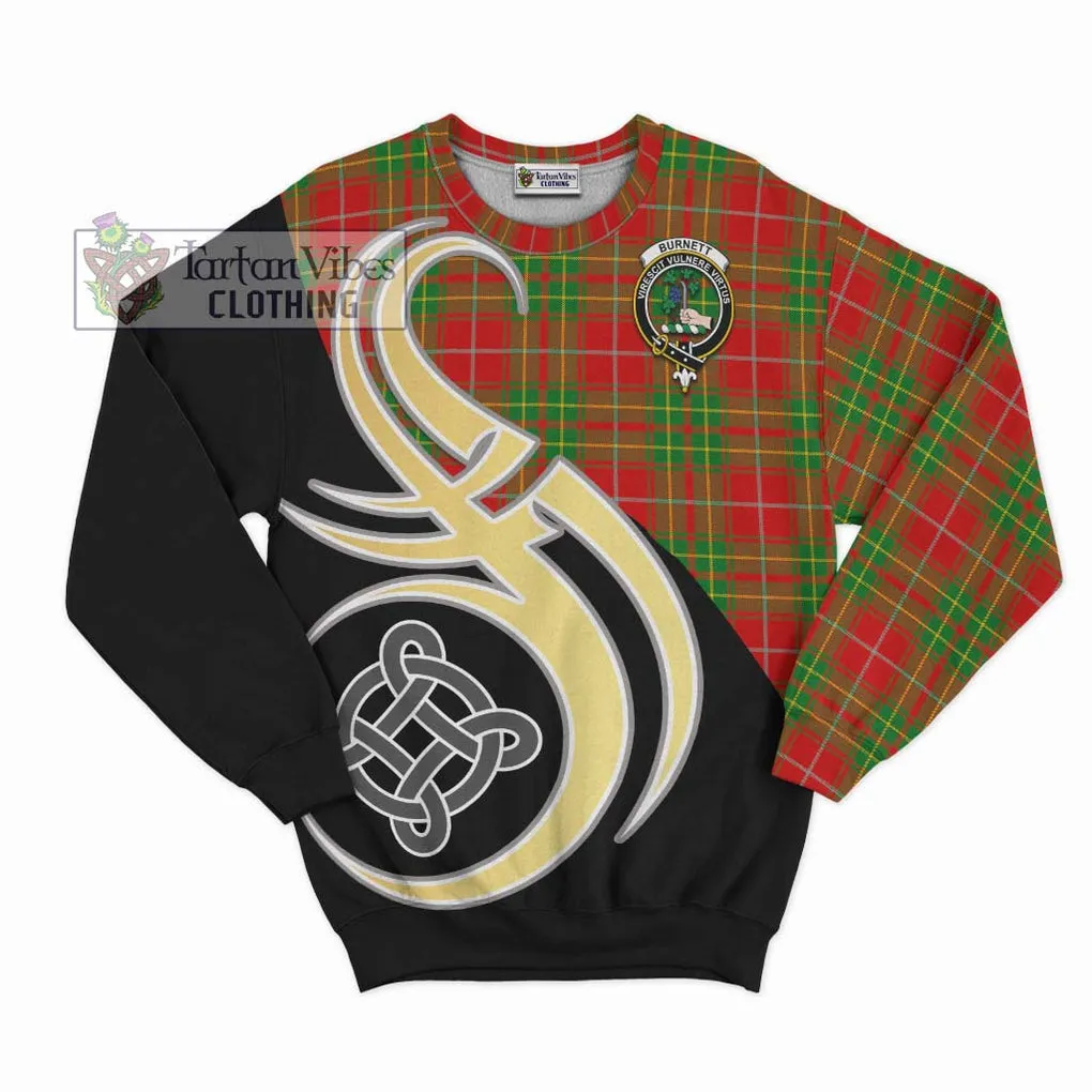 Burnett Tartan Sweatshirt with Family Crest and Celtic Symbol Style