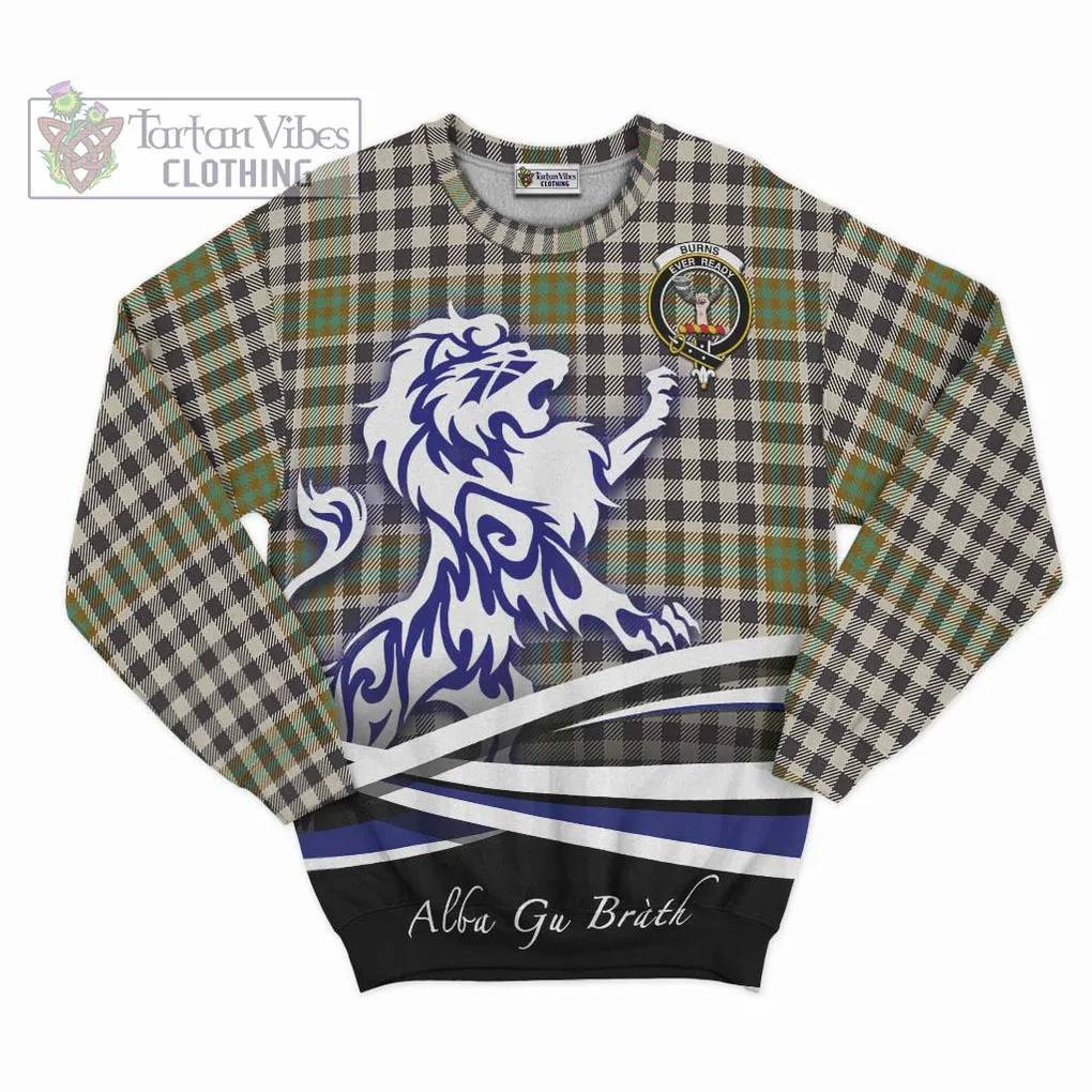 Burns Check Tartan Sweatshirt with Alba Gu Brath Regal Lion Emblem