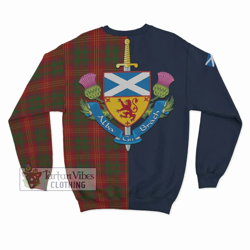 Burns Tartan Sweatshirt Alba with Scottish Lion Royal Arm Half Style